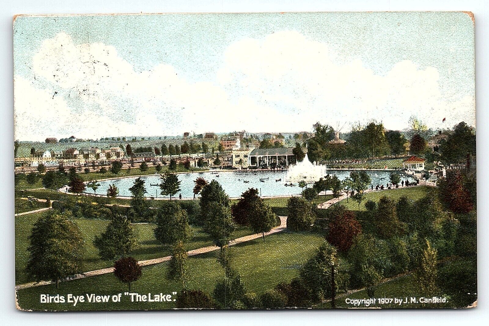 1907 WILLOW GROVE PARK PA BIRD'S EYE VIEW OF THE LAKE  POSTCARD P4583