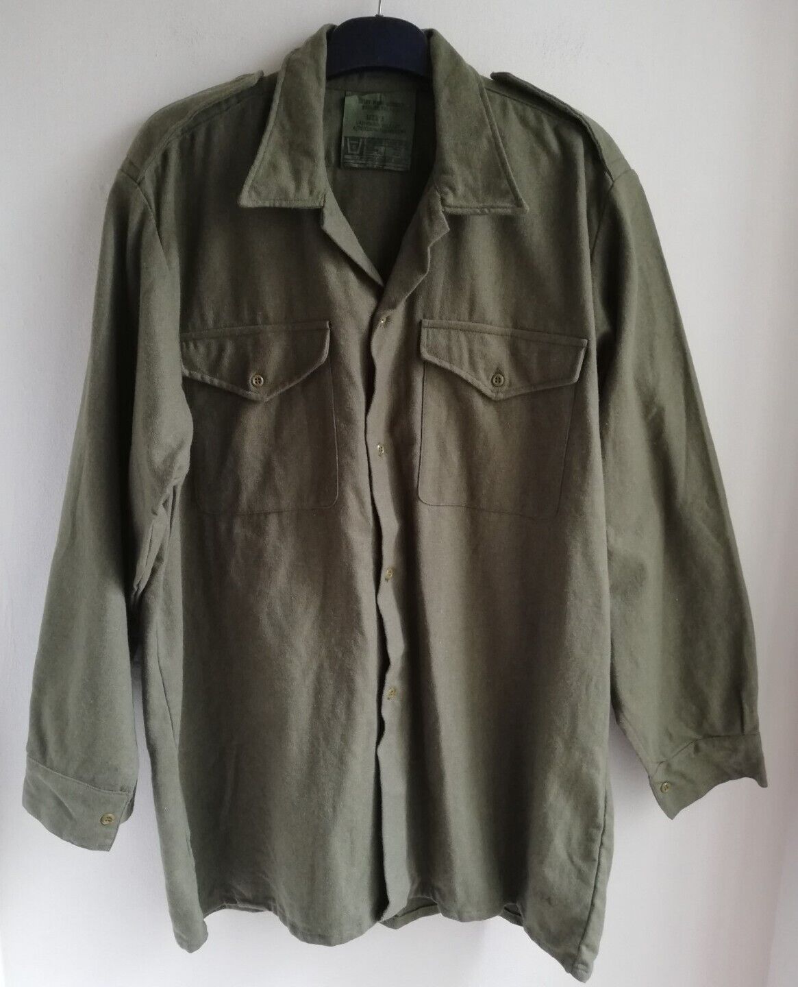 Vintage British Army Itchy Green Men's Combat Shirt Wool Ladybird Belfast Size 3