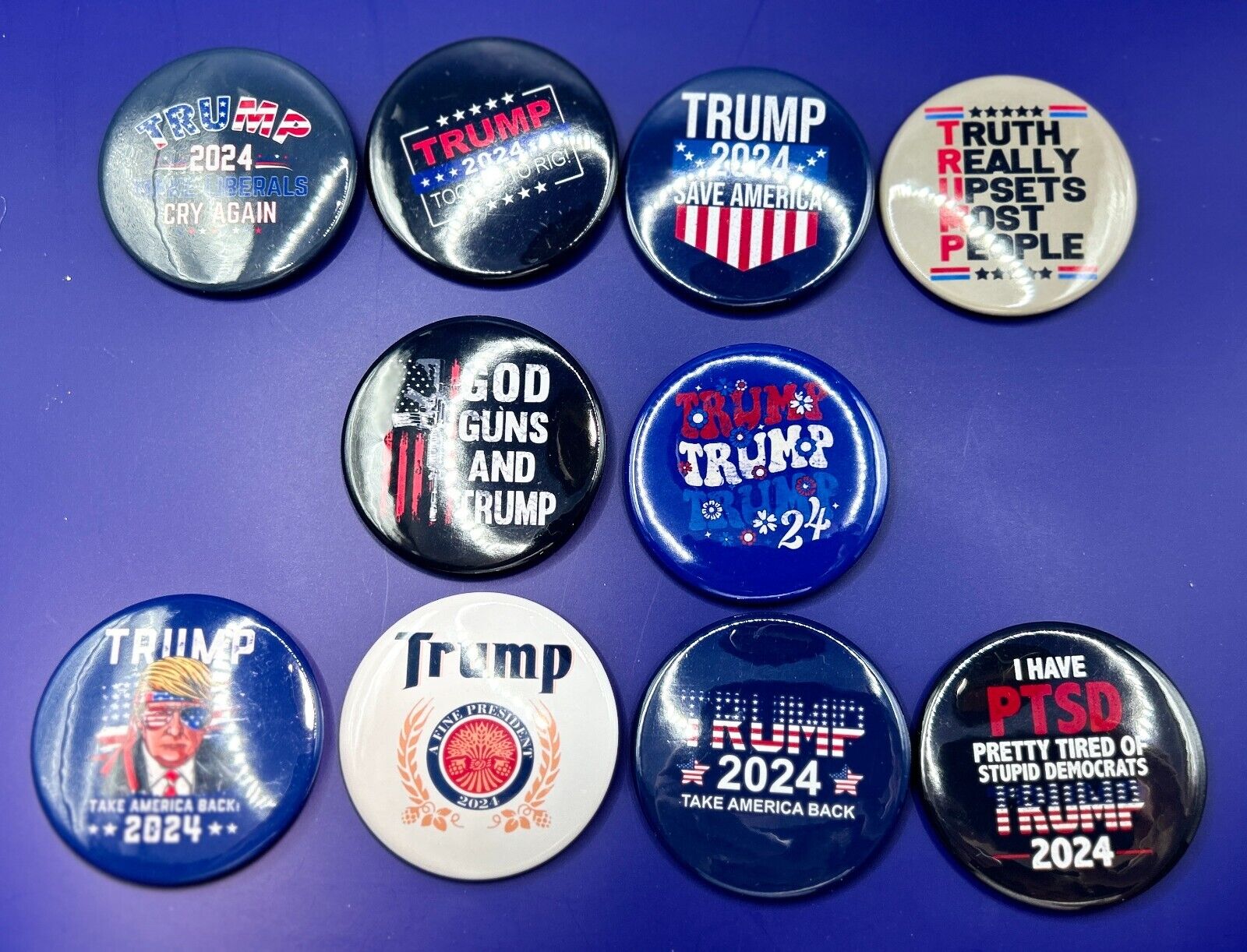 Donald Trump 2024 Campaign 10 Different Buttons