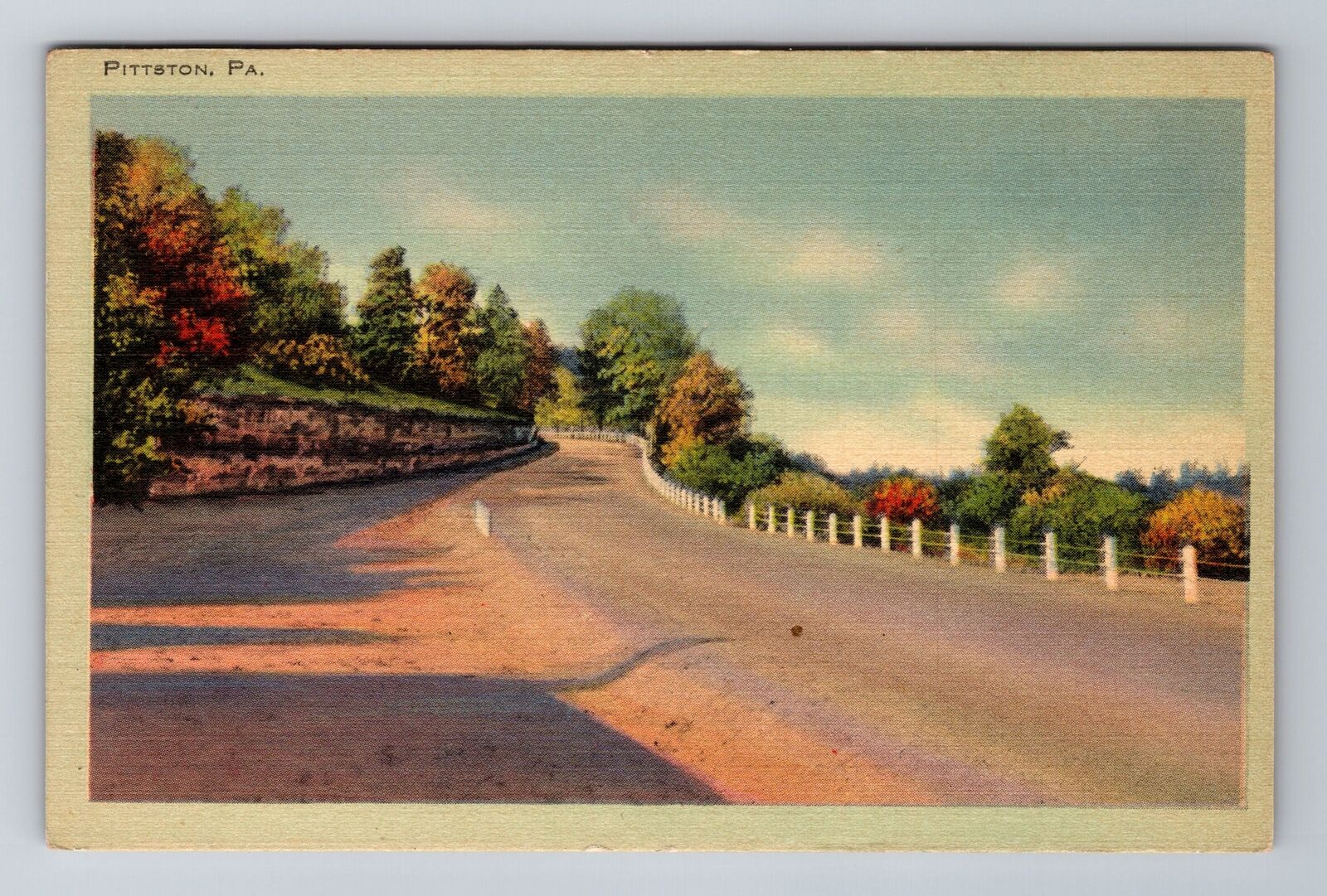 Pittston PA-Pennsylvania, Scenic Highway Road, Antique Souvenir Vintage Postcard