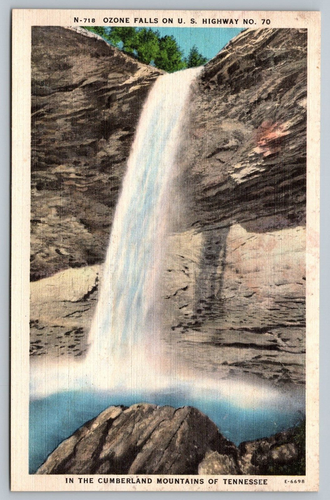 Postcard Ozone Falls On U.S. Highway No. 70 Cumberland Mountains Tennessee TN