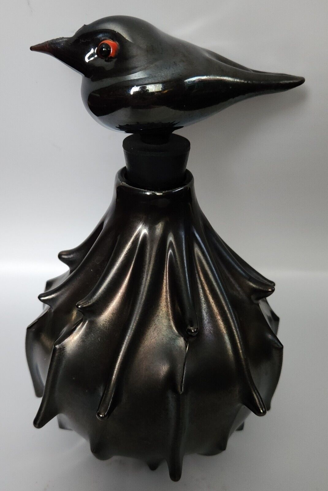Hand Blown Art Glass Perfume Bottle/Bottle With Crow Stopper Dated/Signed