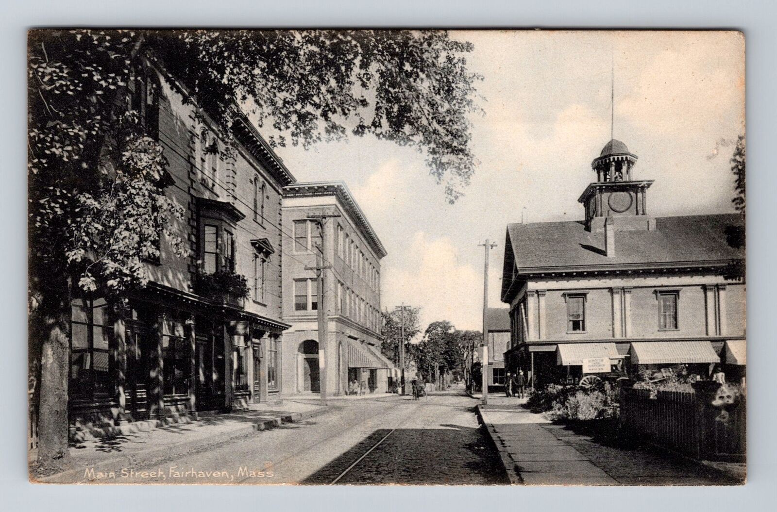 Fairhaven MA-Massachusetts, Scenic View Of Main Street, Vintage c1908 Postcard