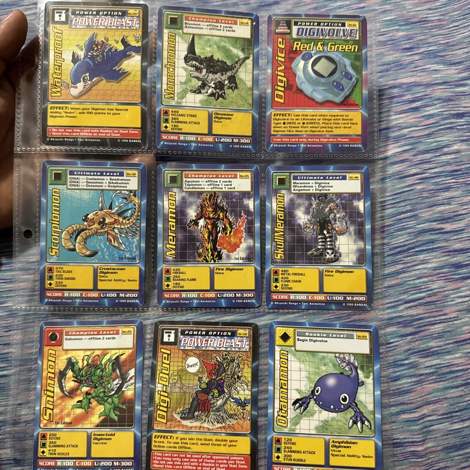 Lot of 9 Vintage Digimon Trading Cards 1999 Bandai Digital Monsters Near Mint LP