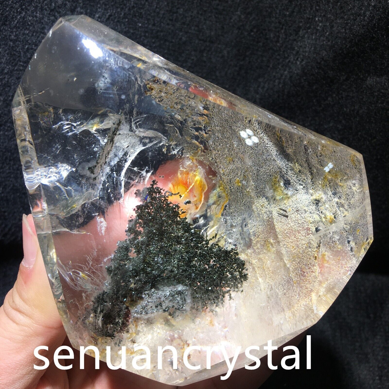 1.78LB Top Natural Green Ghost phantom Quartz Crystal mineral Specimen heal gem