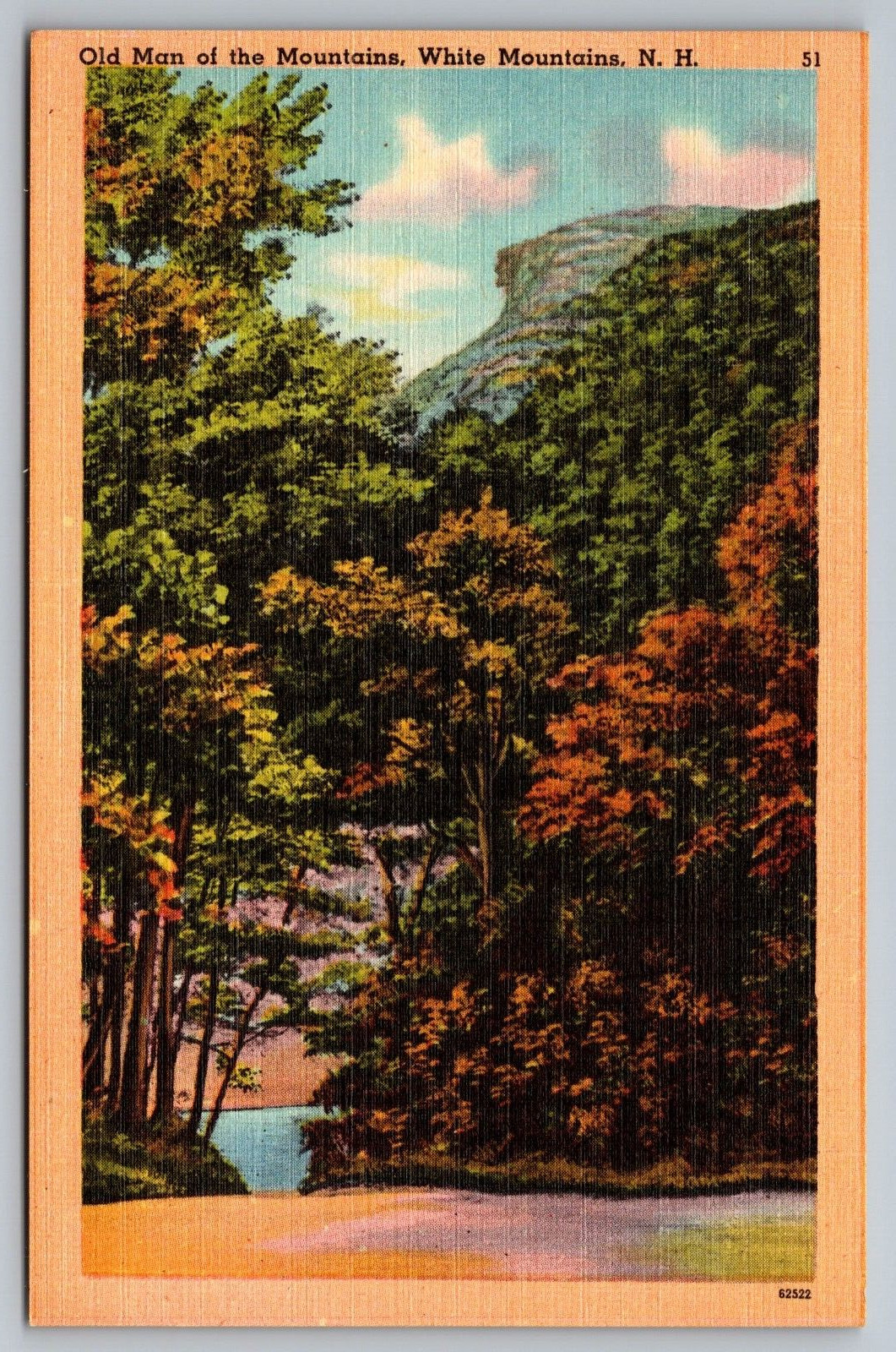 Old Man of the Mountains-White Mountains NH-Tichnor Bros. VTG Postcard-Rare View