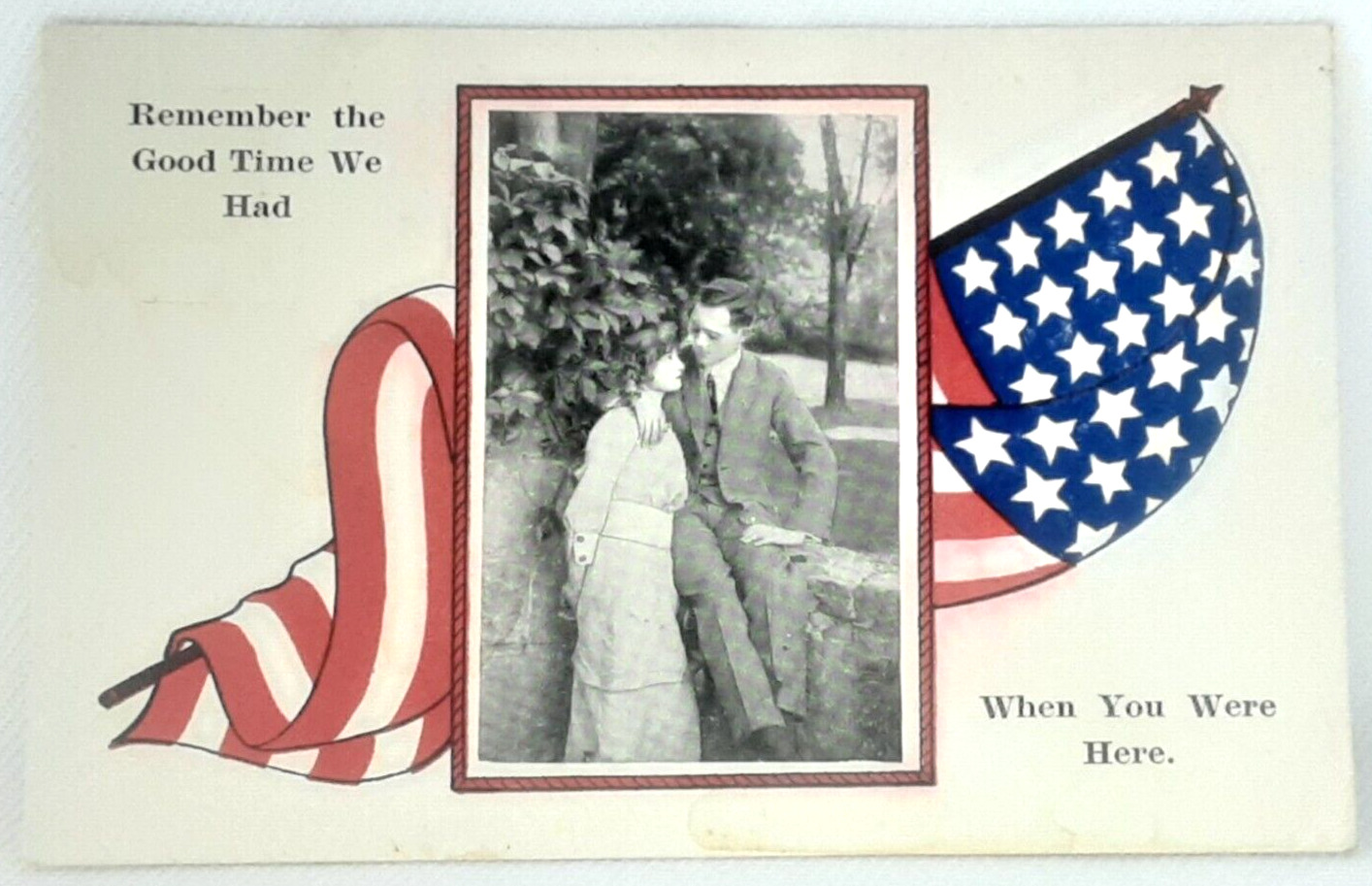 Patriotic Post Card Series 2156 RPPC Real Photo American Flag Unused Unposted