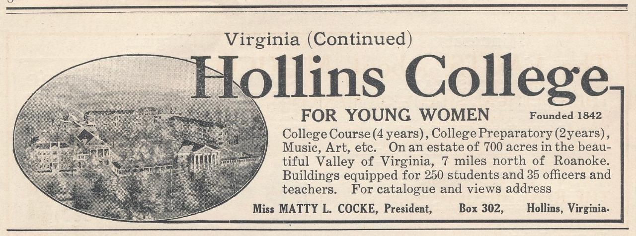 Magazine Ad - 1914 - Hollins College for Girls - Hollins, VA