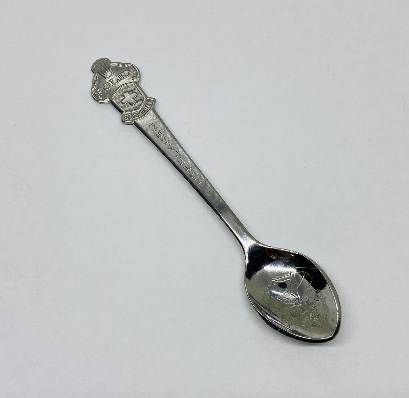 Vintage Rolex Interlaken Geneve Bucherer of Switzerland Tea Spoon Silverplated 6