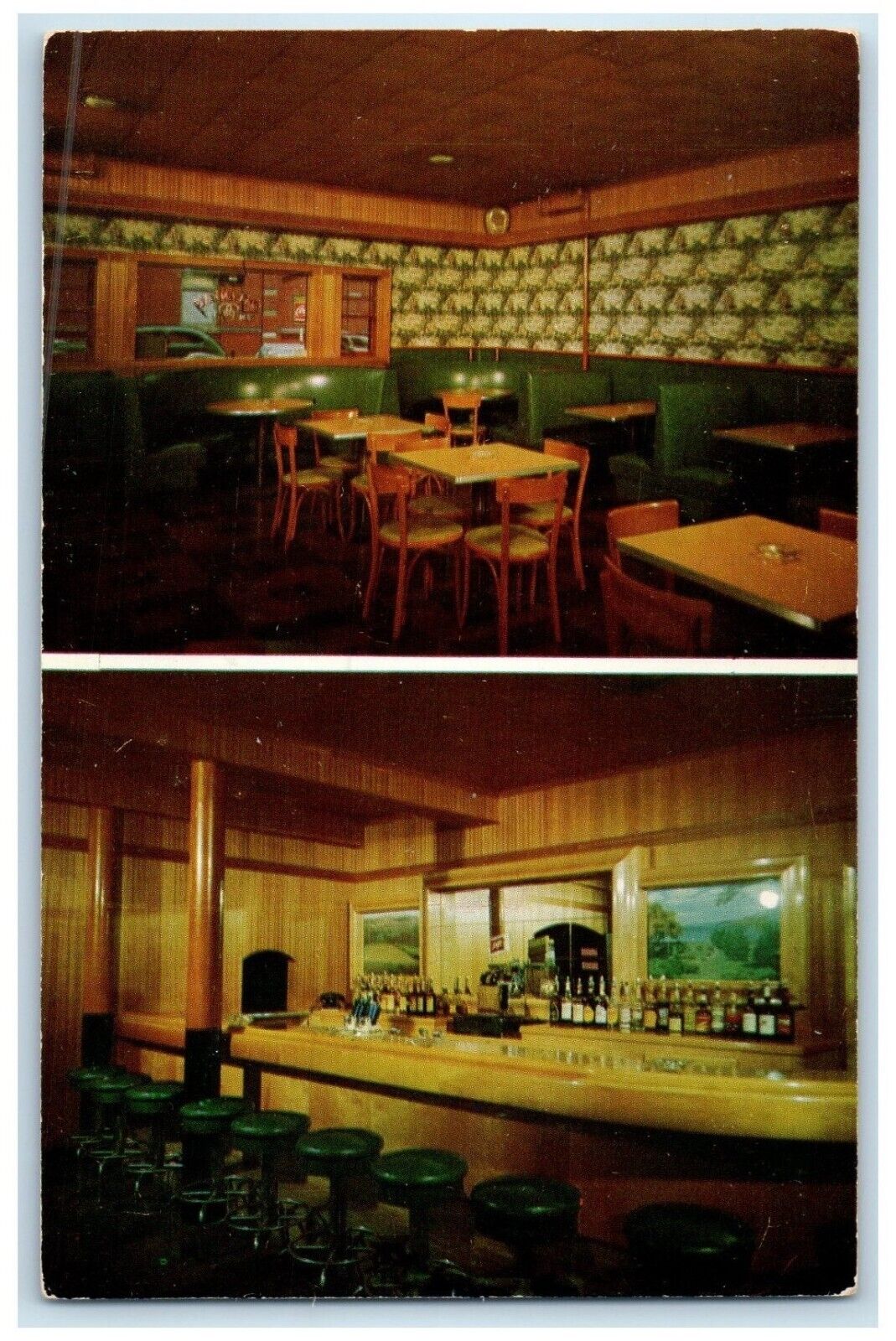 c1960 Reedy's Picture Bar Restaurant Town Interior Cooperstown New York Postcard