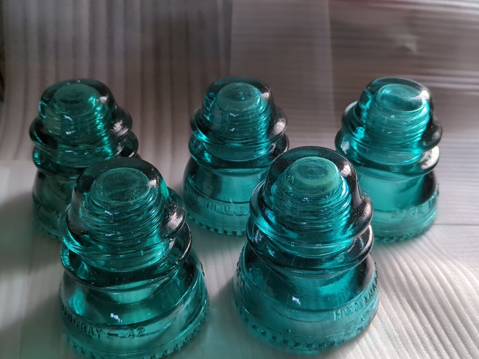  SPECIAL 5 Aqua (Blue/Green)  Hemingray 42 Electrical Glass Insulator 