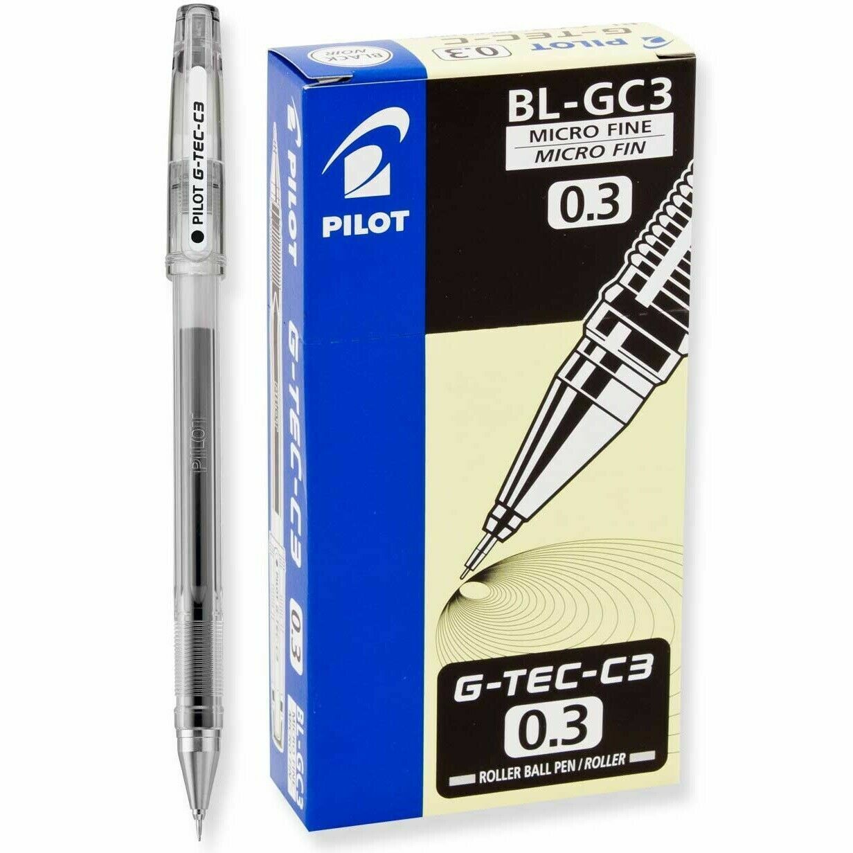 Pilot G-Tec C3 0.3mm  Black  Pens  X Fine Pt Pen  New In Box  35488 12 Pens