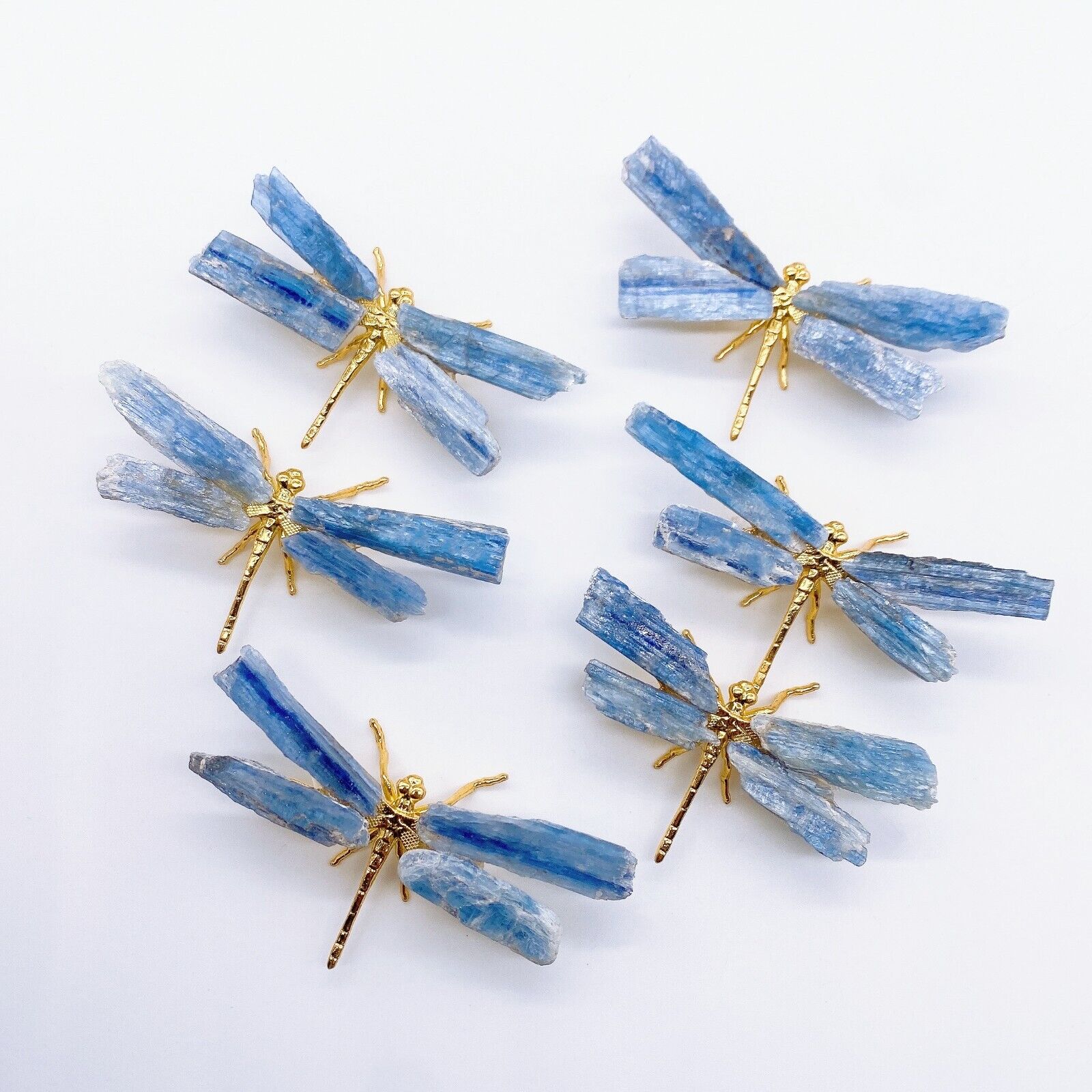 2PCS Natural Blue Kyanite Dragonfly Crystal Quartz Stone Gemstone Figurine