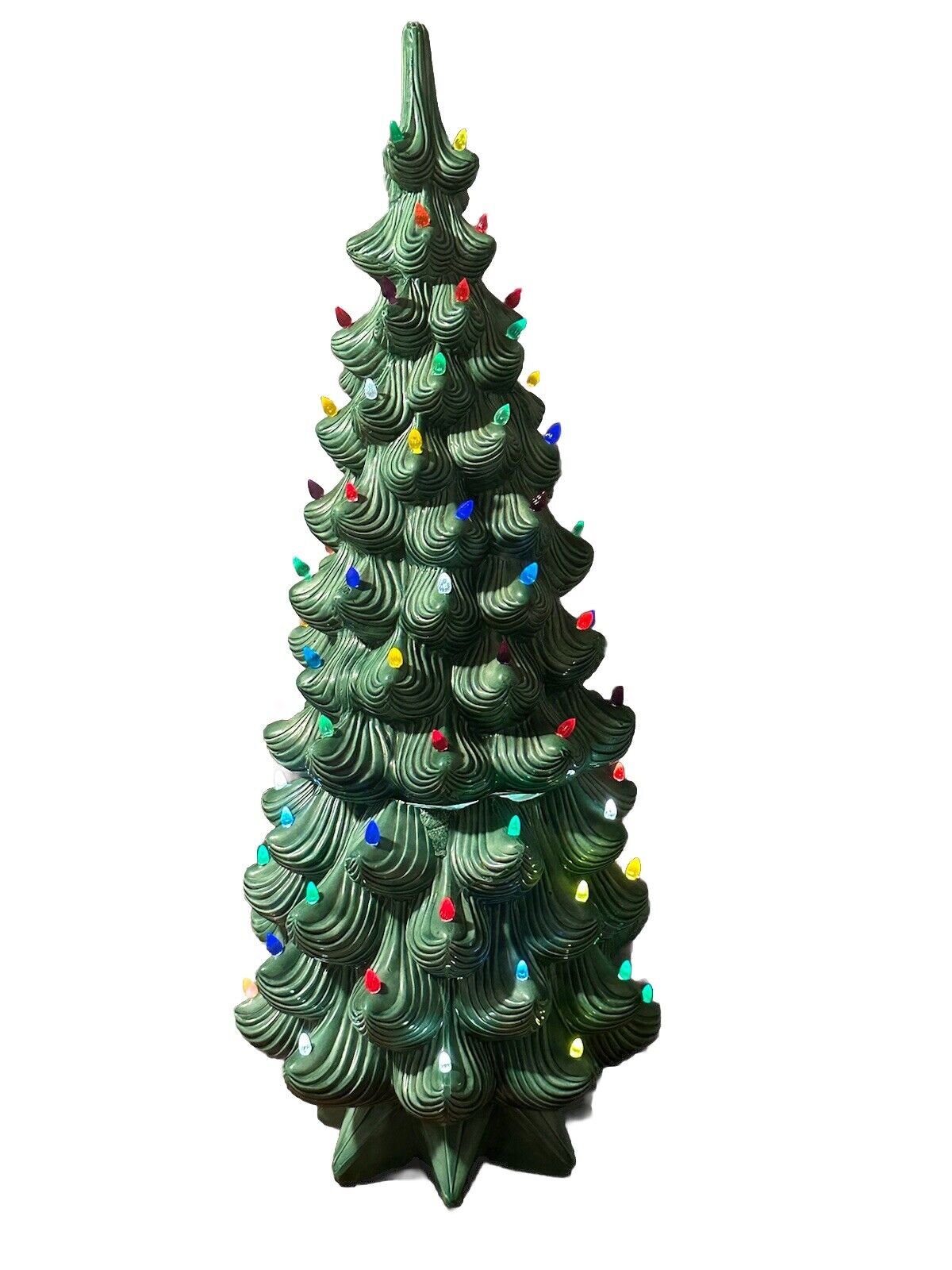 Vintage HTF Rare MCM 3 Piece 32” Atlantic Mold Ceramic Christmas Tree