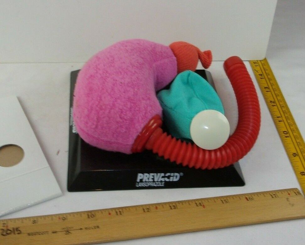 Prevacid beanie stomach promotional VINTAGE in box w/ stand