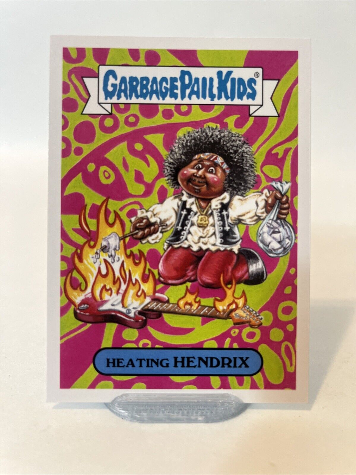Garbage Pail Kids Battle Of The Bands Heating Hendrix Sticker Card GPK 2017 Rock