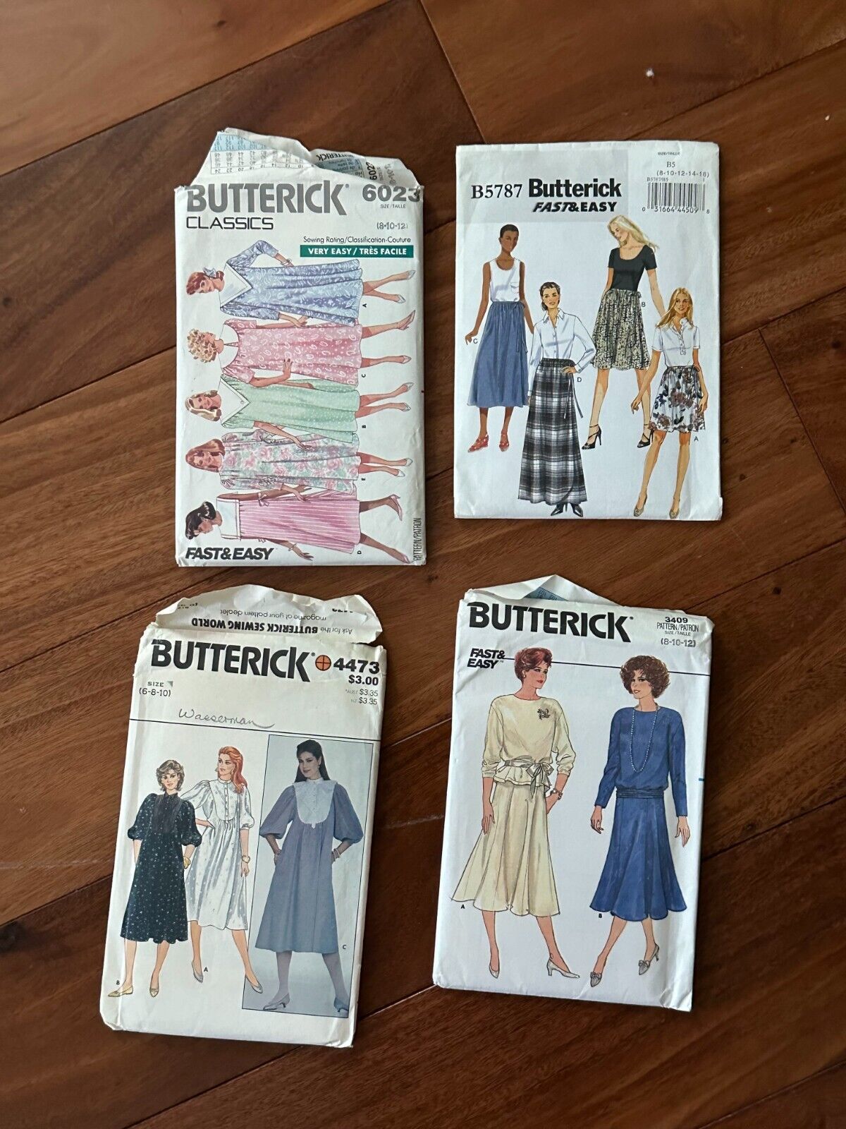 Butterick Lot Of 4 1980s Misses Top And Skirt 6023 B5787 4473 3409 Vintage