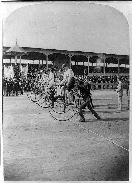 Photo:L.A.W. Bicycle Race,The Start,c1890,Men Racing on Track,Spectators