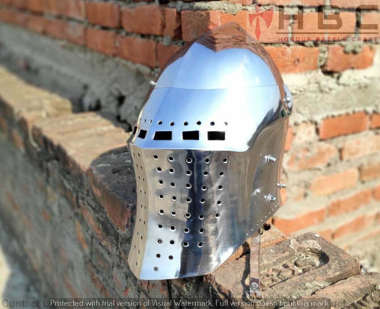 Medieval 14 Gauge Steel Griffin Bascinet Helmet Larp Sca Helmet Halloween