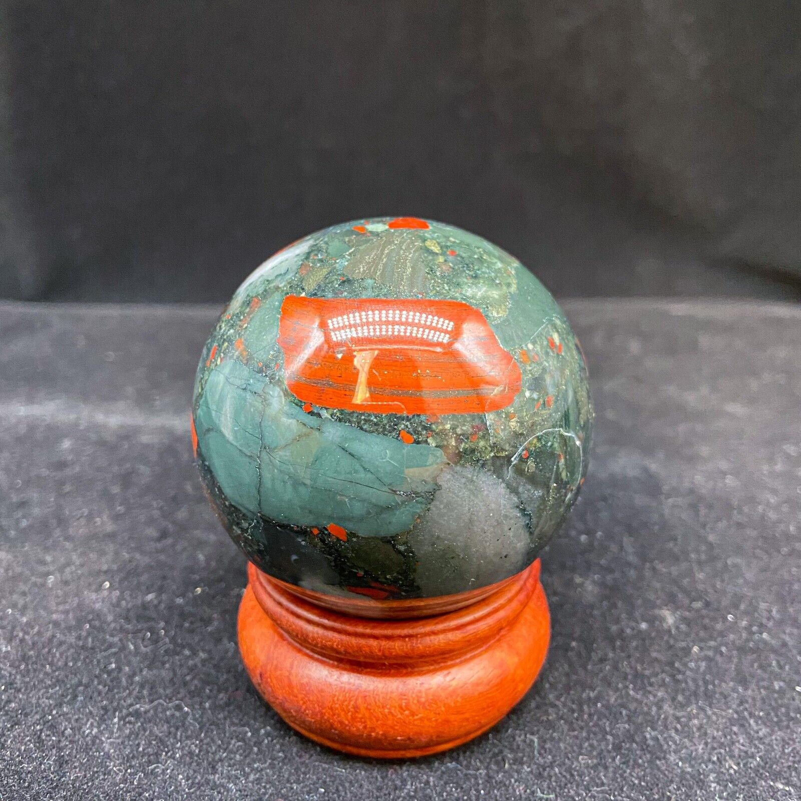 326g Natural African Bloodstone Sphere Quartz Crystal Meditation Healing Gift