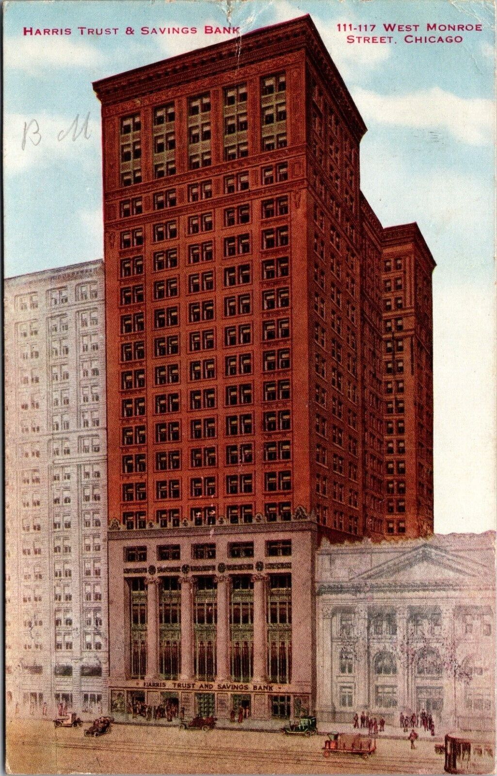 Harris Trust and Savings Bank Building Chicago IL c1912 Vintage Postcard 