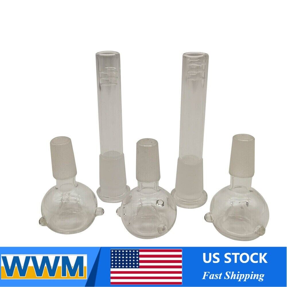 5pcs/set 14mm Male Clear Glass Bowl & Downstem Set for Water Pipe Hookah Bong US