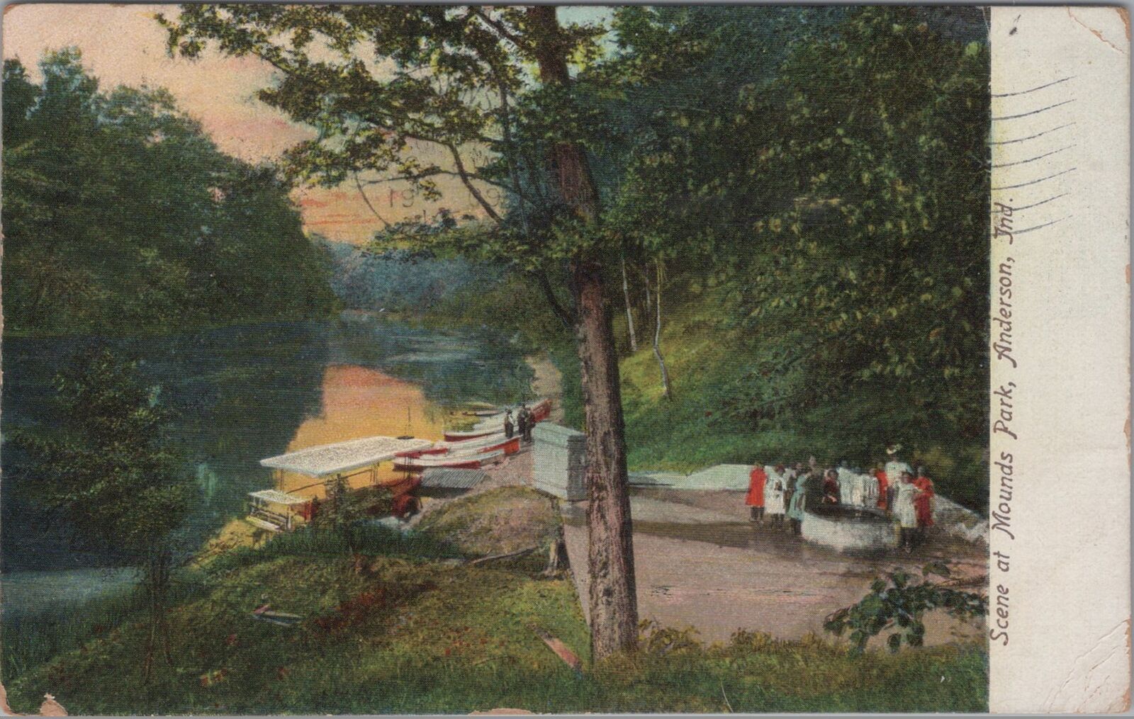 Scene at Mounds Park Anderson IN, Laconia NH 1909 PM Postcard