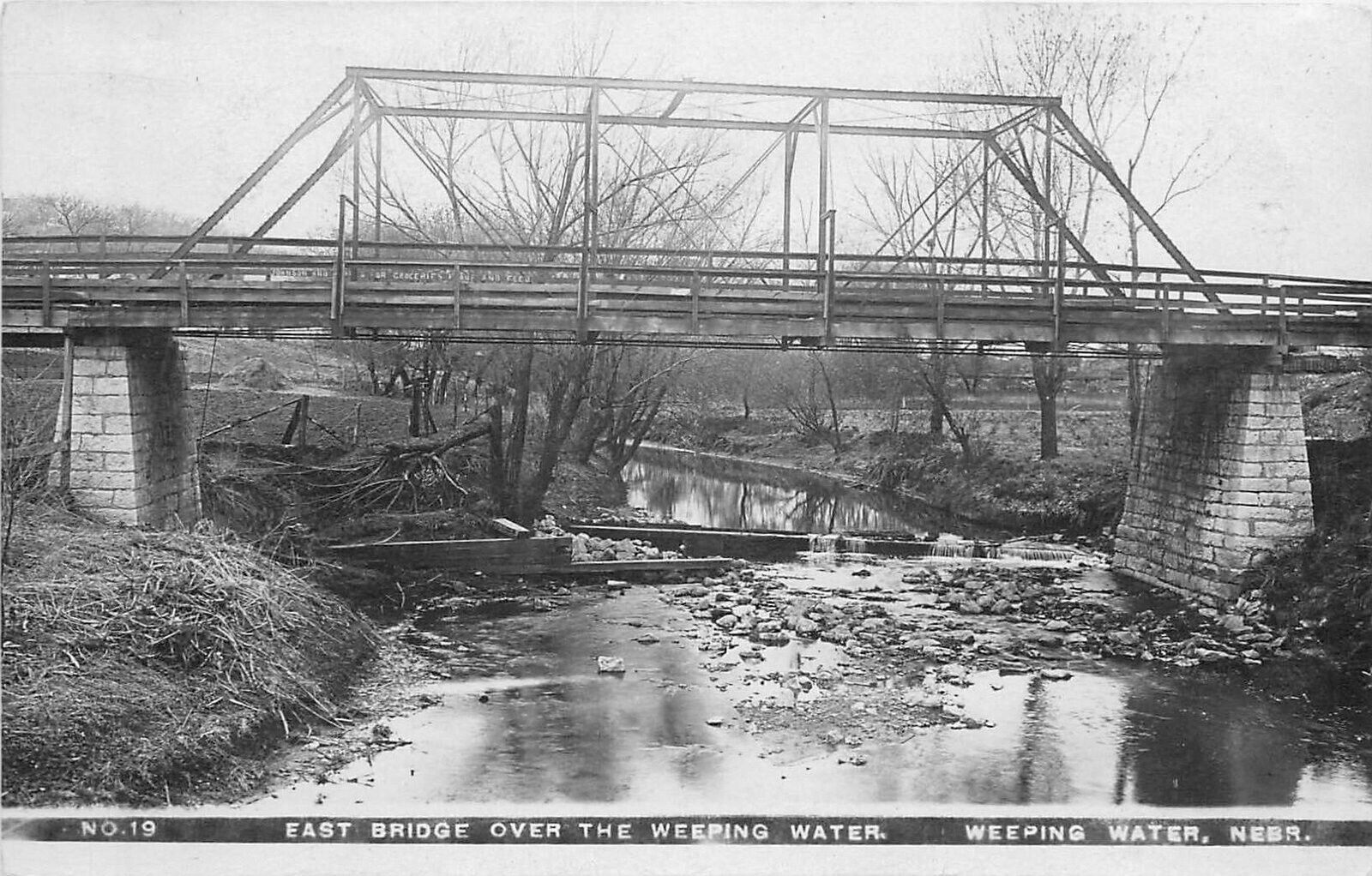 Postcard RPPC 1908 Nebraska Weeping Water East Bridge #19 Olson 23-13447