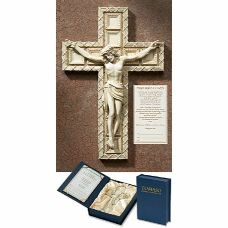 Boxed Resin Tomaso Crucifix Wall Cross With Presentation Certificate, 7 1/2 In