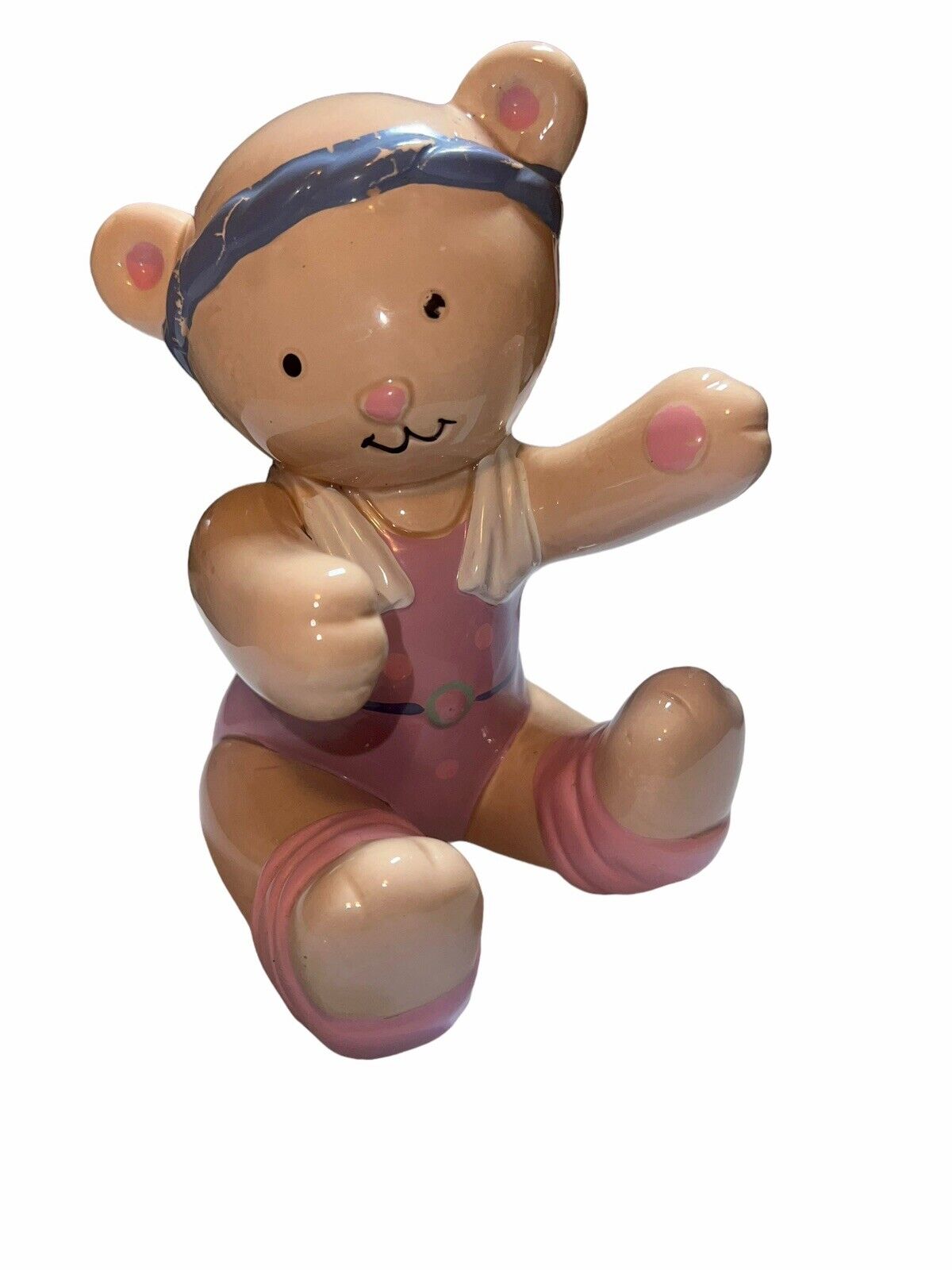 Ceramic Workout Exercise Teddy Bear Figurine-Taiwan