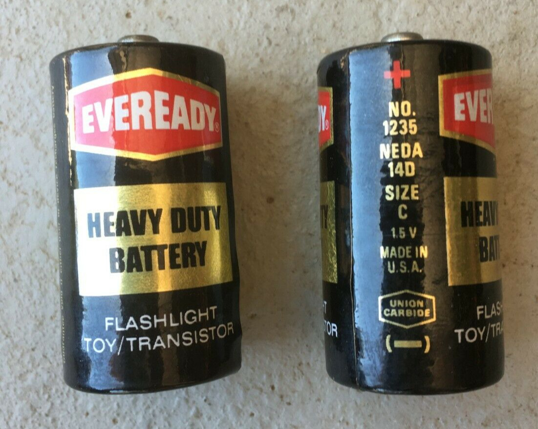 Vintage # 1235 Eveready C Cell Battery Flashlight Toy Transistor Lot of 2