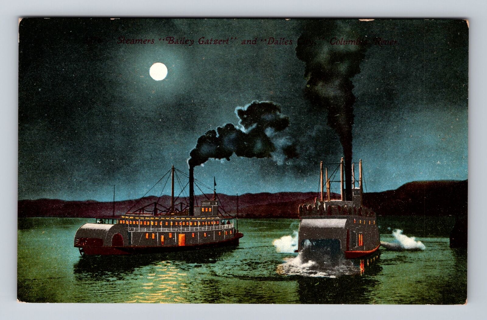OR-Oregon, Steamers Bailey Gatzert and Dalles City, Antique Vintage Postcard