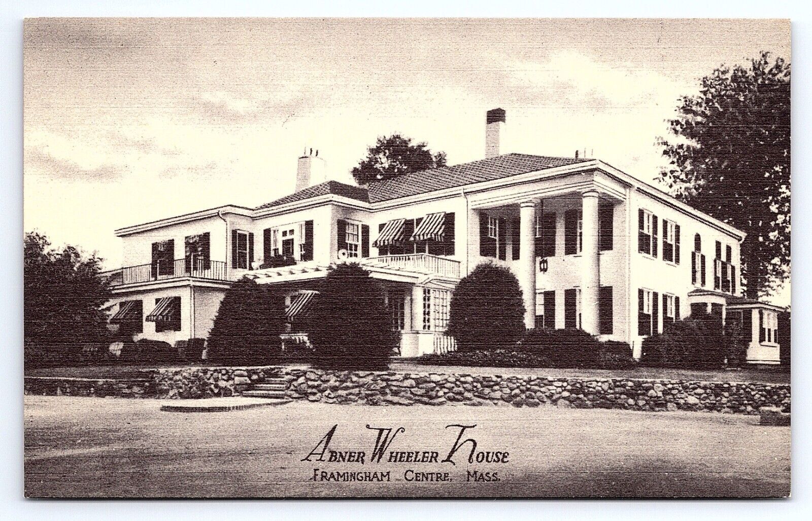 Postcard Abner Wheeler House Framingham Centre Massachusetts