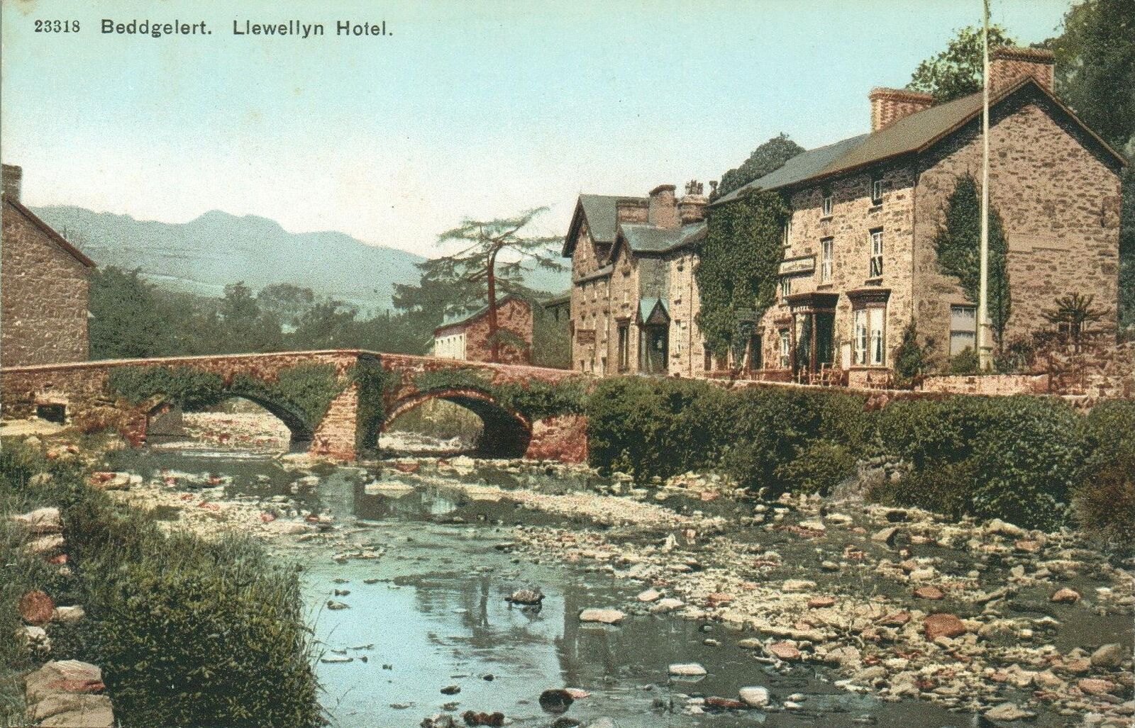 ANTIQUE Pre WWI Real Photo Beddgelert Llewellyn Hotel Postcard - USED