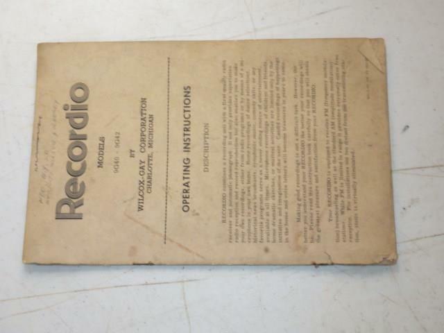 Vintage 1949 RECORDIO MODELS  9G40 9G42 WILCOX GAY CORP