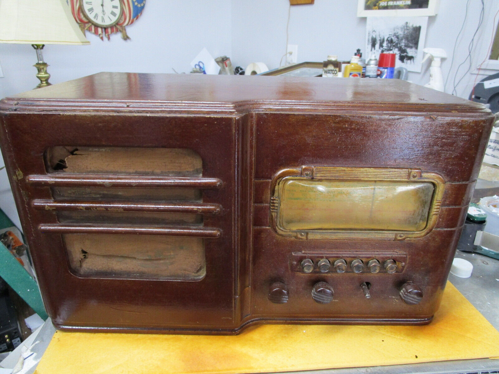 1930's Mantola mod.6  B Art Deco Wooden Case Radio FOR RESTORATION ,COMPLETE  
