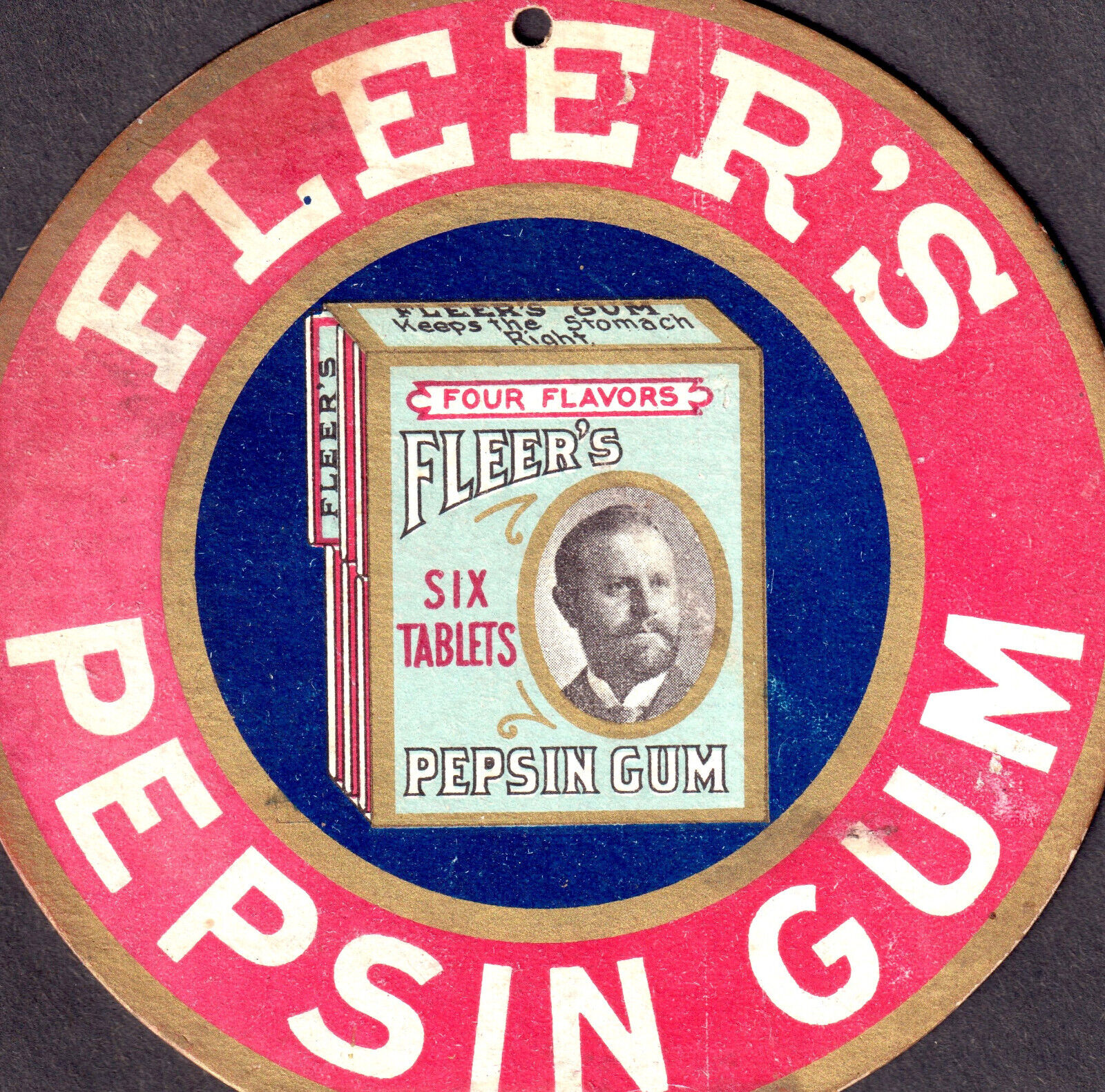 Fleers c 1898 Pepsin Chewing Gum Scarce 4.2 Store Die-Cut Advertising Trade Card