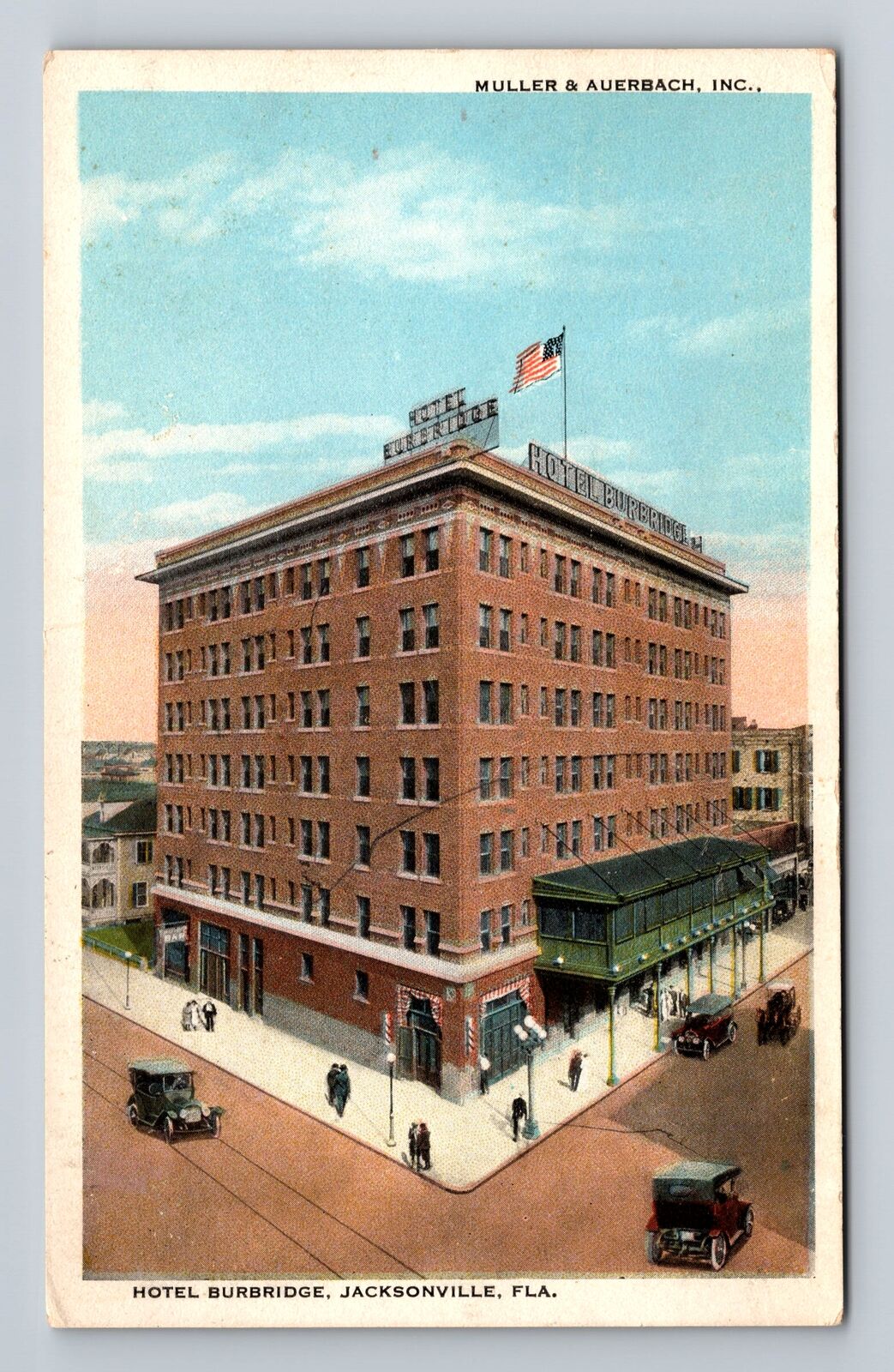 Jacksonville FL-Florida, Hotel Burbridge, Advertising, Antique Vintage Postcard