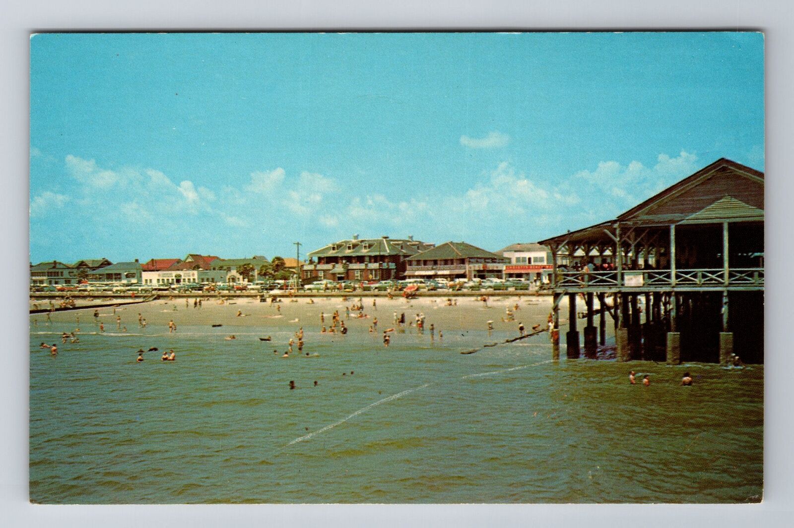 Savannah GA-Georgia, View of Pier, Tybee Island, Beach Souvenir Vintage Postcard