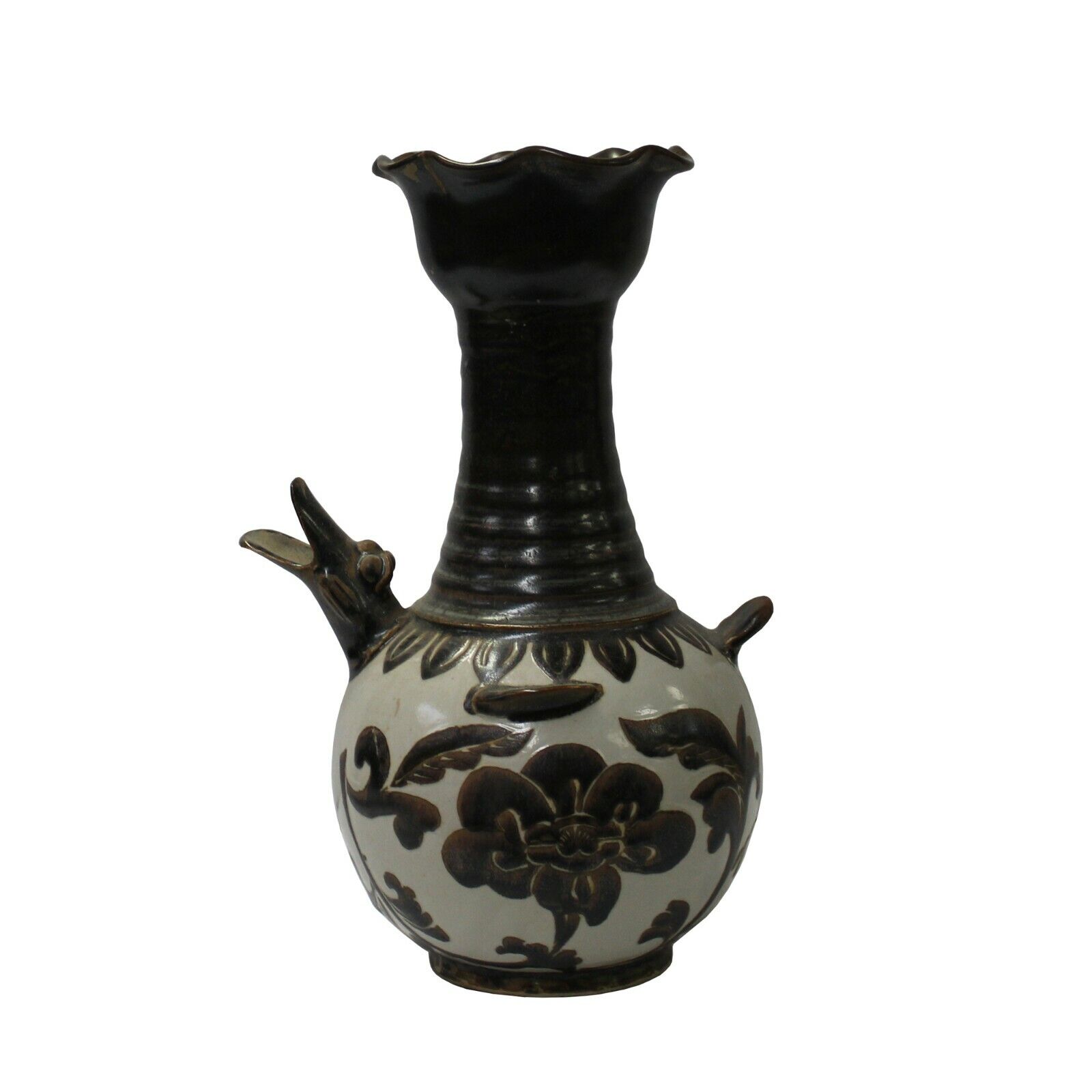 Chinese Ware Brown Black Glaze Ceramic Jar Vase Display Art cs5665