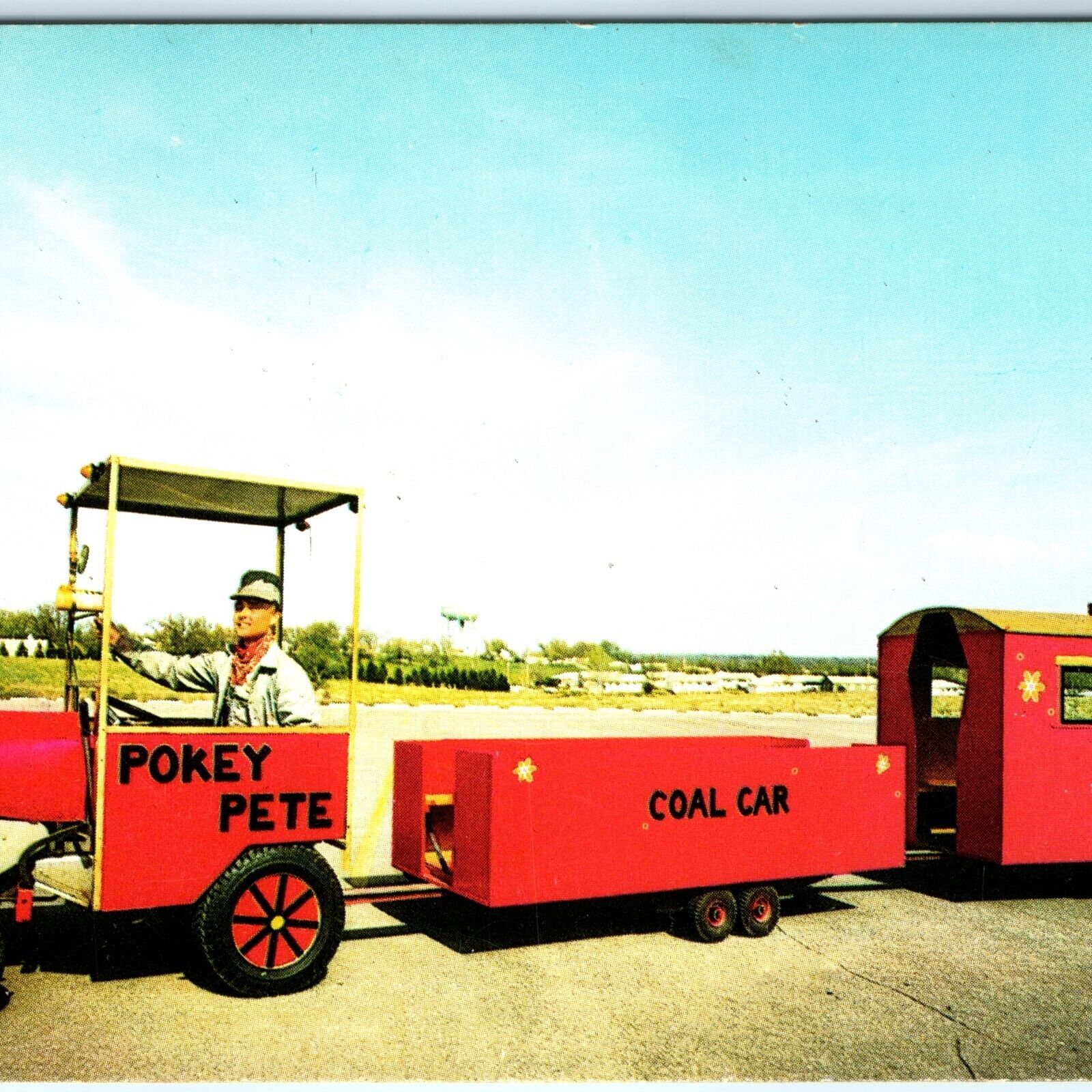 c1960s Cedar Falls, IA Pokey Pete & His Train Ernest Petersen Chrome Photo A144