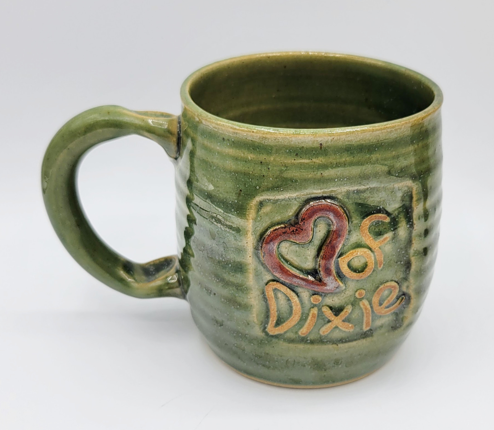 Art Pottery Coffee Mug Heart of Dixie Alabama Chad Nelson Studio Green Glaze