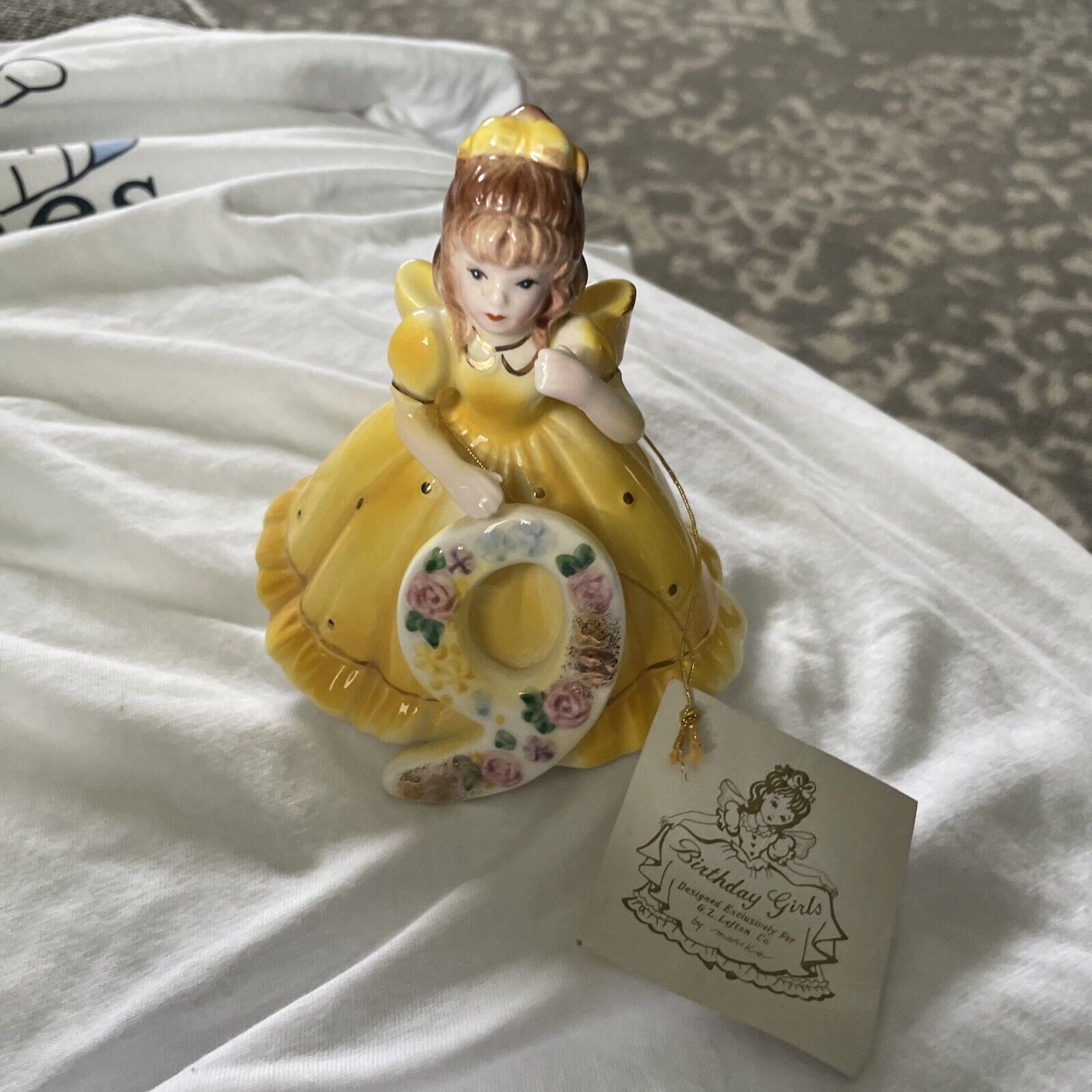G. Z. Lefton  9th Birthday  Figurine 1990 W/tag And Paper Label