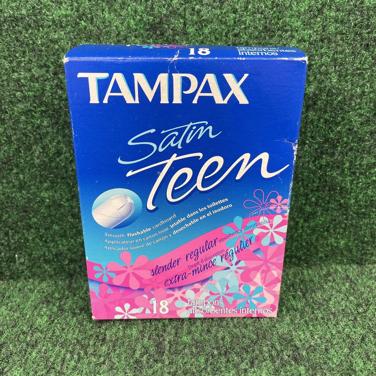 Vintage 2003 Tampax Satin Teen 18 Pk Regular Absorbency Tampons Box Movie Prop