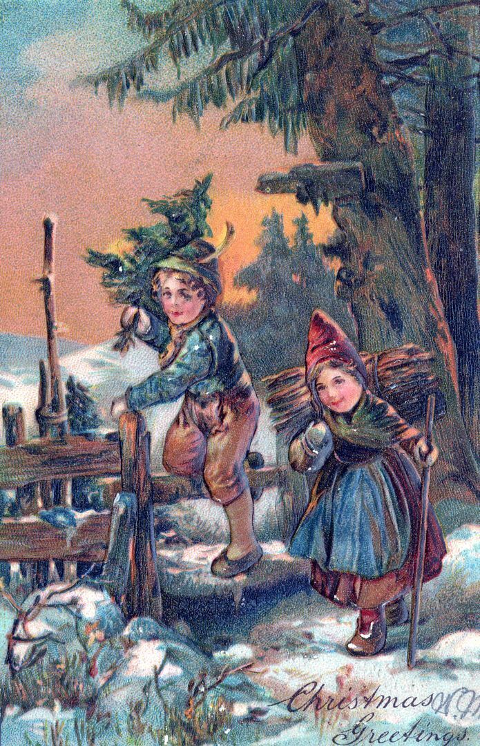 EASTER - Girl And Boy Walking On Snow PFB Postcard - 1907