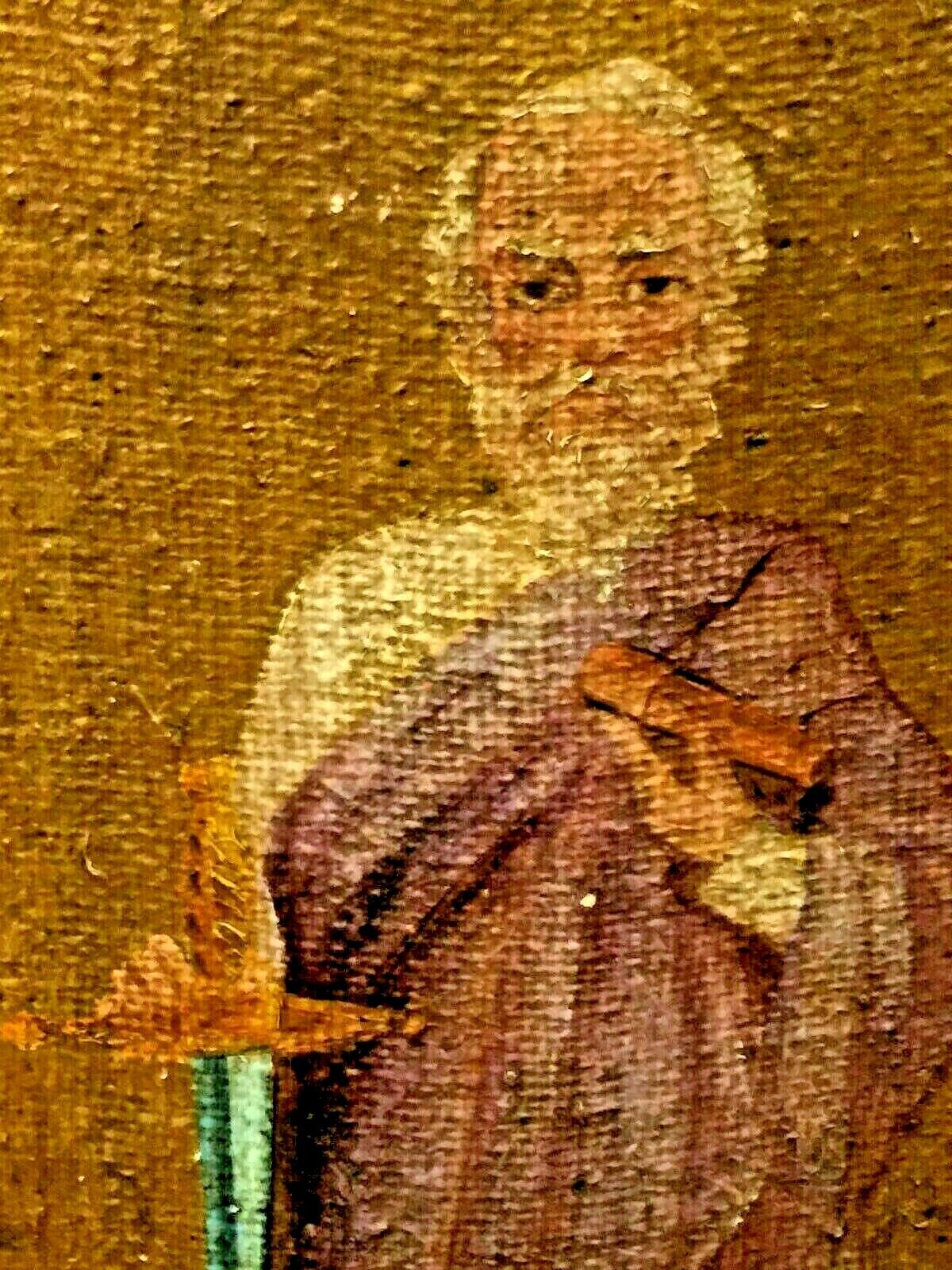RARE GREEK ANTIQUE13-14th? C ICON H/PANTED OIL ON GEALT H/KNIT WOVEN CANVAS    