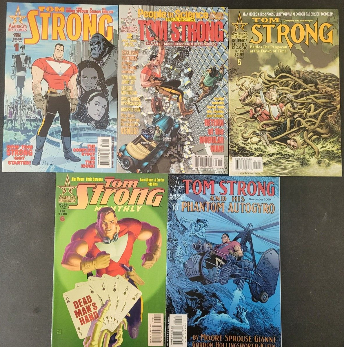 TOM STRONG SET OF 8 ISSUES (1999) ABC COMICS 1ST FULL APPEARANCE ALAN MOORE #1