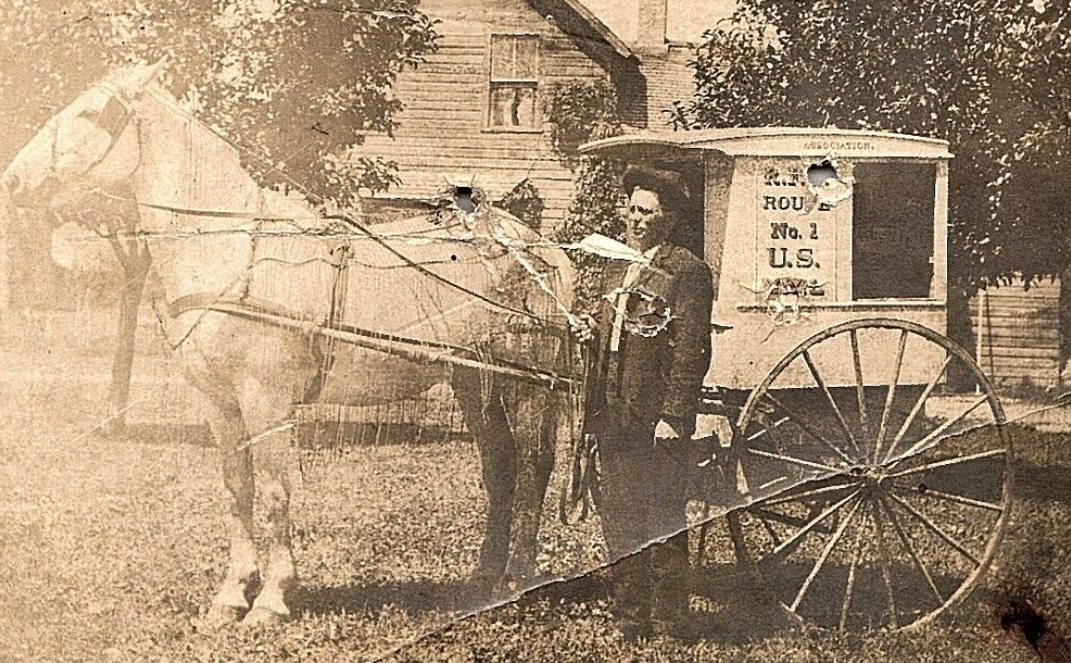 1908 Postcard Rppc Rural Free Delivery Wagon Route #1 U S Mail RFD Horse Carrier