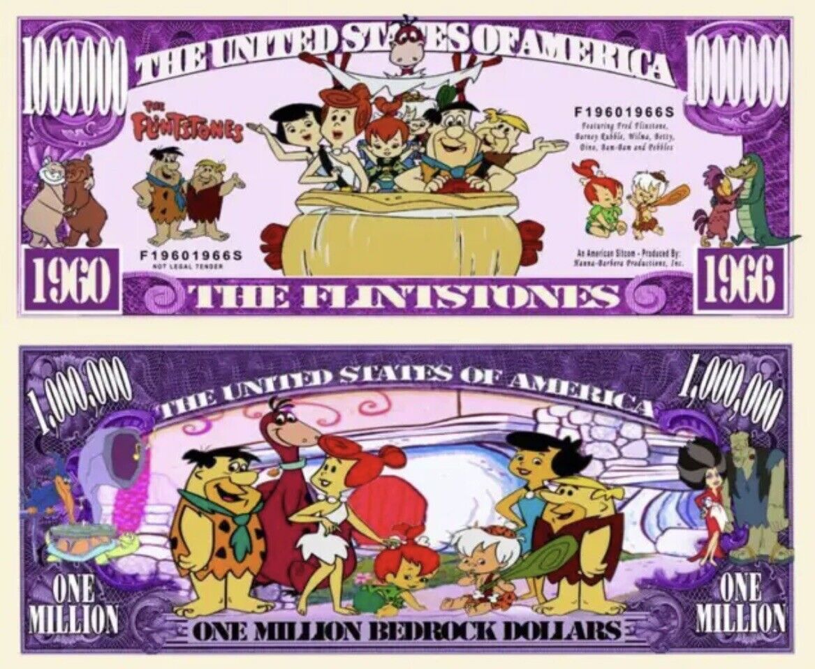 The Flintstones Cartoon Pack of 100 Collectible Novelty 1 Million Dollar Bills