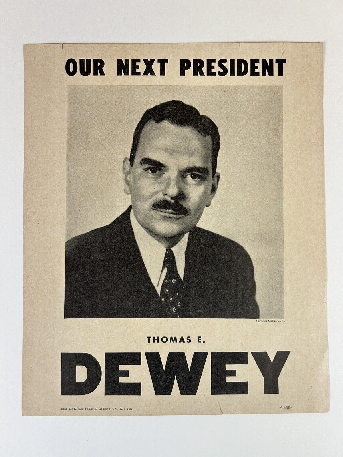 1948 Thomas E. Dewey Presidential Campaign Poster Flyer